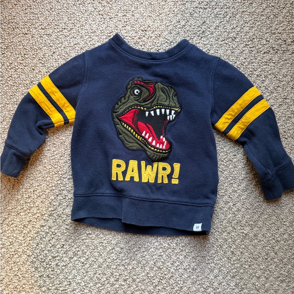 GAP Kids Navy and Yellow Dinosaur Hoodie